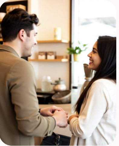 Student meeting with a local business owner